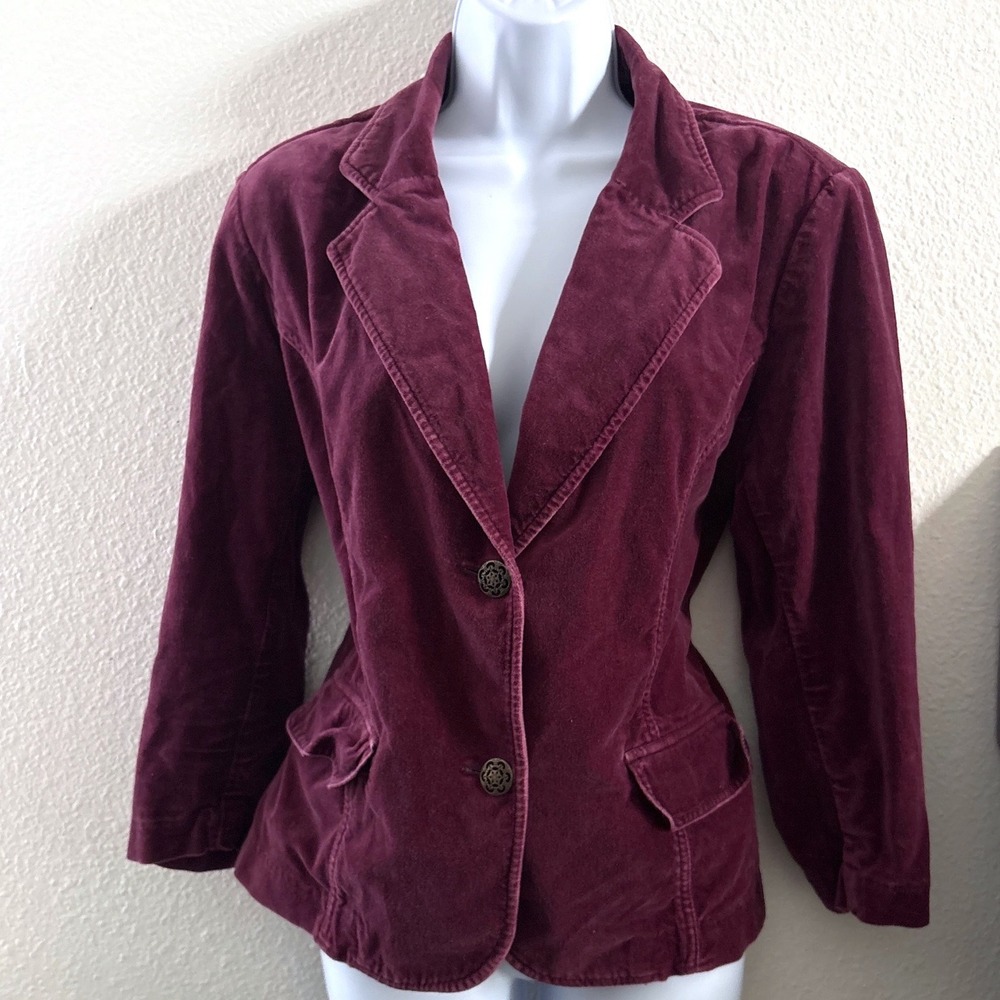 Y2K Blazer L 12 14 Purple Dark Fairy Academia Velvet Button Maroon Whimsigoth